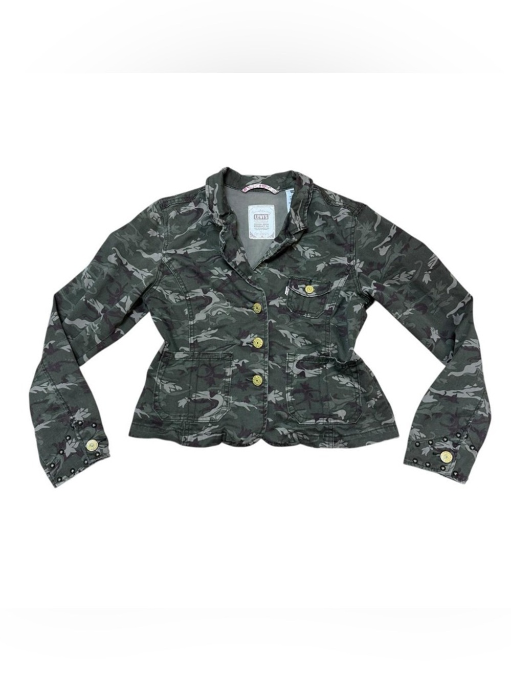 Levi's Girls' Camo Button-Front Jean Jacket - Olive Green